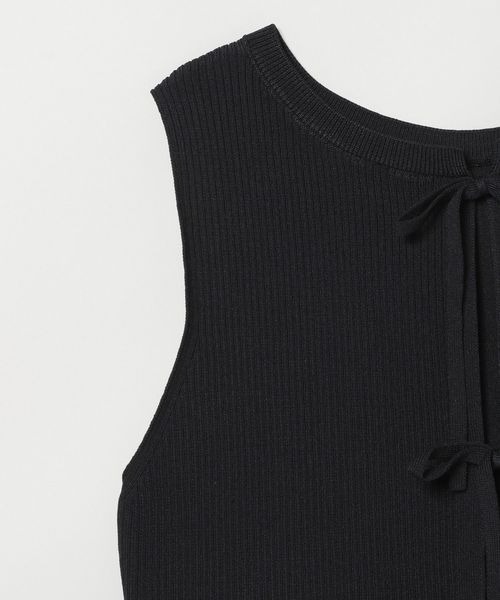 JEANASIS（ジーナシス）の「12G 2WAYリボンベスト/114150（ベスト・レディース・アイボリー/チャコールグレー/ブラック・FREE）」の6枚目の写真