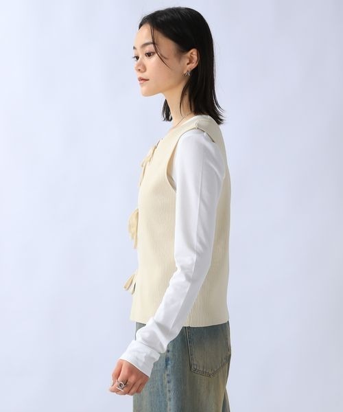 JEANASIS（ジーナシス）の「12G 2WAYリボンベスト/114150（ベスト・レディース・アイボリー/チャコールグレー/ブラック・FREE）」の17枚目の写真