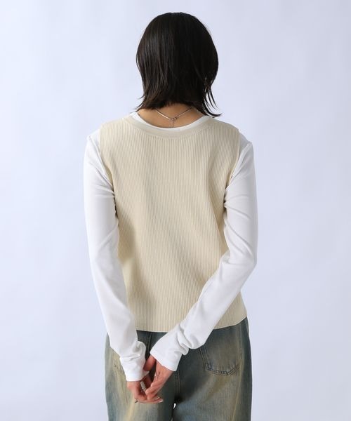 JEANASIS（ジーナシス）の「12G 2WAYリボンベスト/114150（ベスト・レディース・アイボリー/チャコールグレー/ブラック・FREE）」の18枚目の写真