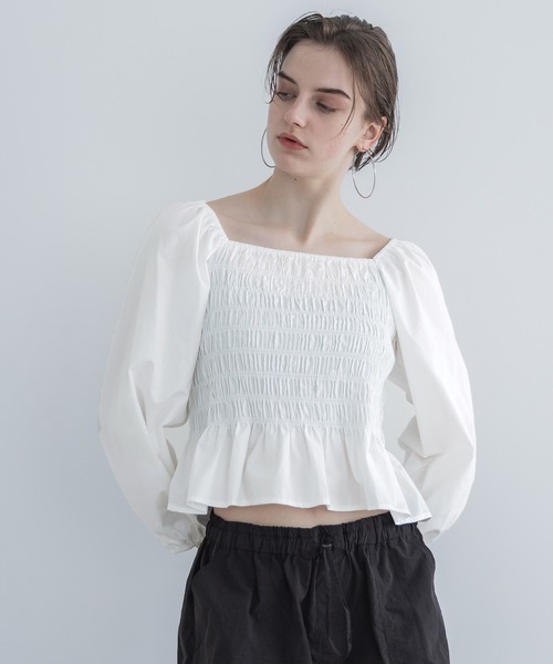 coca（coca）（コカ）の「【WEB限定セール】シャーリングブラウス（シャツ/ブラウス・レディース・ホワイト/ブラック・L/M）」の10枚目の写真