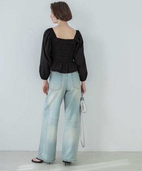 coca（coca）（コカ）の「【WEB限定セール】シャーリングブラウス（シャツ/ブラウス・レディース・ホワイト/ブラック・L/M）」の5枚目の写真