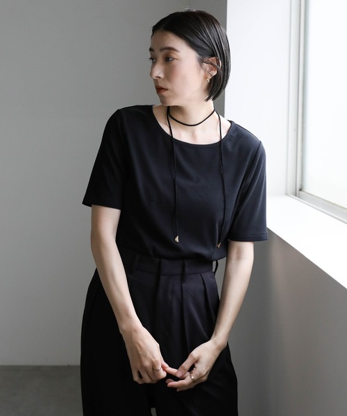 select MOCA（セレクトモカ）の「バックダーツテレココンパクトトップス（Tシャツ/カットソー・レディース・ブラック/アイボリー/ブラック系その他/オフホワイト・FREE）」の14枚目の写真