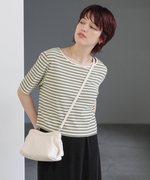 select MOCA（セレクトモカ）の「バックダーツテレココンパクトトップス（Tシャツ/カットソー・レディース・ブラック/アイボリー/ブラック系その他/オフホワイト・FREE）」の20枚目の写真