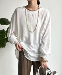 袖リブバックボタンジョーゼットブラウス