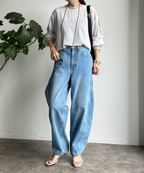 DouDou（ドゥドゥ）の「袖リブバックボタンジョーゼットブラウス（Tシャツ/カットソー・レディース・ライトグレー/チャコールグレー/オフホワイト・FREE）」の11枚目の写真