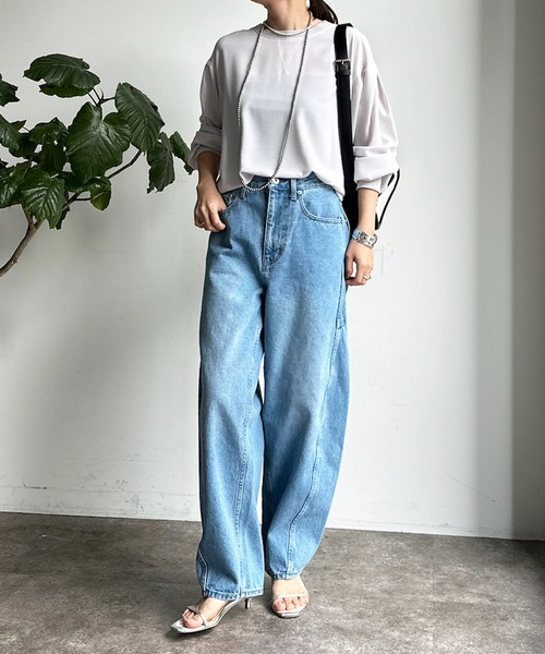 DouDou（ドゥドゥ）の「袖リブバックボタンジョーゼットブラウス（Tシャツ/カットソー・レディース・ライトグレー/チャコールグレー/オフホワイト・FREE）」の12枚目の写真
