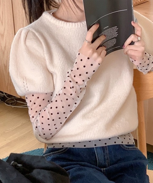LYEON(リヨン)の「シアーチュールドットトップス(Tシャツ/カットソー・レディース・ブラック/アイボリー・FREE)」の19枚目の写真