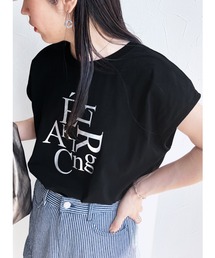 箔プリントロゴフレンチスリーブTシャツ