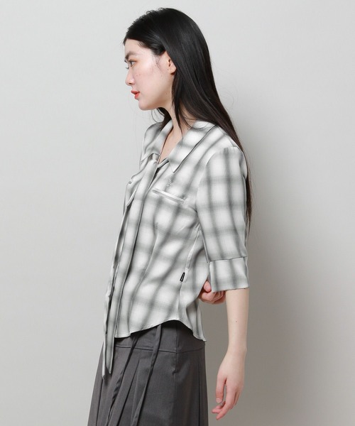 FANCY CLUB（ファンシークラブ）の「NASTY FANCY CLUB／スカーフチェックシャツ 2116652（シャツ/ブラウス・レディース・ピンク/グレー・FREE）」の10枚目の写真