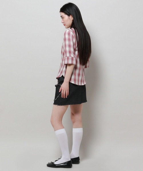 FANCY CLUB（ファンシークラブ）の「NASTY FANCY CLUB／スカーフチェックシャツ 2116652（シャツ/ブラウス・レディース・ピンク/グレー・FREE）」の12枚目の写真