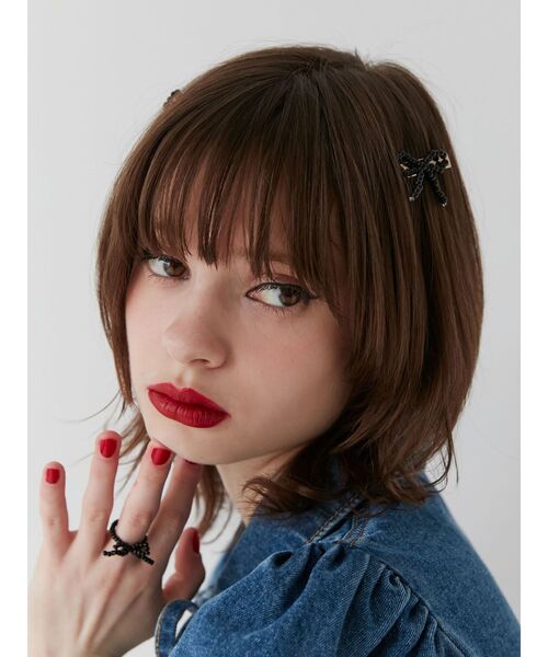 jouetie（ジュエティ）の「ビーズリボンヘアクリップ（バレッタ/ヘアクリップ・レディース・ブラック/シルバー/オフホワイト・FREE）」の7枚目の写真