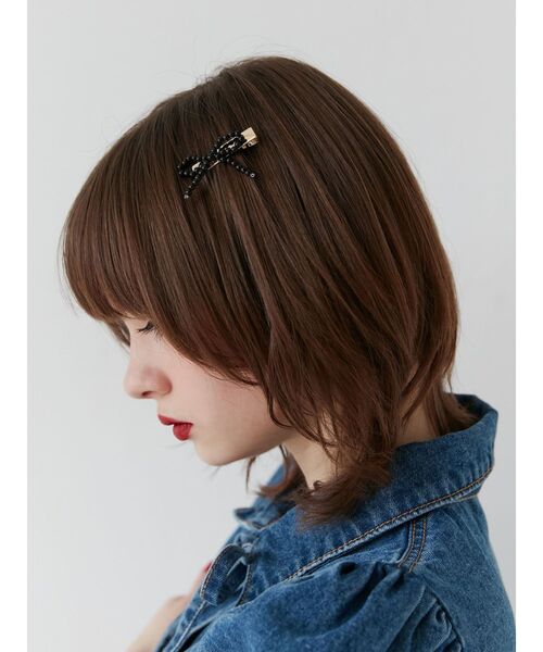 jouetie（ジュエティ）の「ビーズリボンヘアクリップ（バレッタ/ヘアクリップ・レディース・ブラック/シルバー/オフホワイト・FREE）」の8枚目の写真
