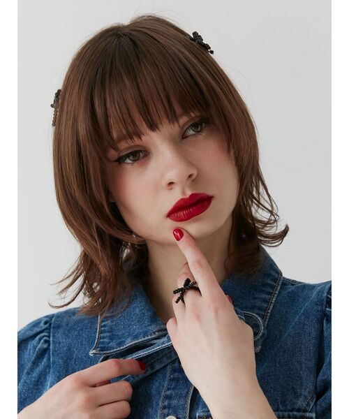 jouetie（ジュエティ）の「ビーズリボンヘアクリップ（バレッタ/ヘアクリップ・レディース・ブラック/シルバー/オフホワイト・FREE）」の9枚目の写真