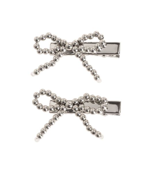 jouetie（ジュエティ）の「ビーズリボンヘアクリップ（バレッタ/ヘアクリップ・レディース・ブラック/シルバー/オフホワイト・FREE）」の13枚目の写真