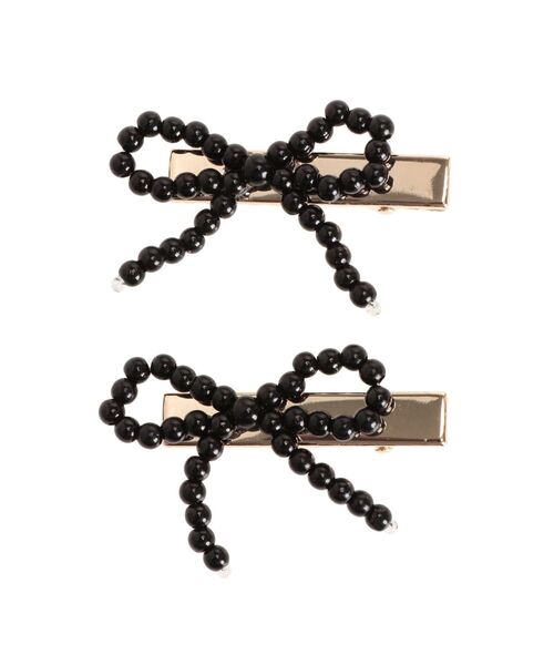 jouetie（ジュエティ）の「ビーズリボンヘアクリップ（バレッタ/ヘアクリップ・レディース・ブラック/シルバー/オフホワイト・FREE）」の14枚目の写真