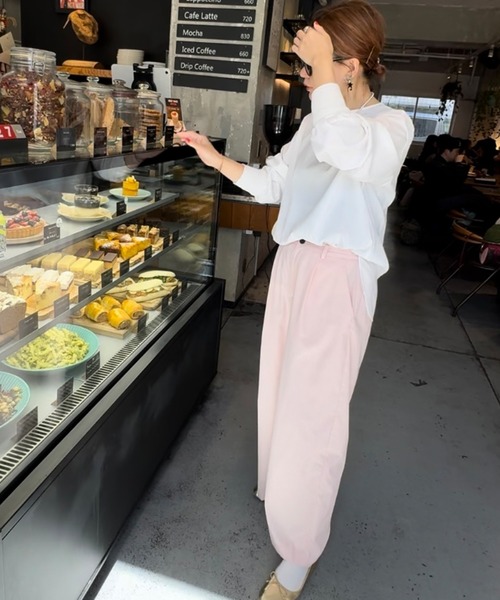 PUAL CE CIN（ピュアルセシン）の「ワンタック スラックスパンツ（スラックス・レディース・ブルー/ピンク/ライトグレー・L/M）」の10枚目の写真