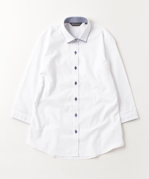 TOKYO SHIRTS(トウキョウシャツ)の「透け防止 形態安定ノーアイロン ワイド 7分袖ビジネスワイシャツ(ビジネスシャツ・レディース・ホワイト・LL/L/XL/M/S)」の2枚目の写真