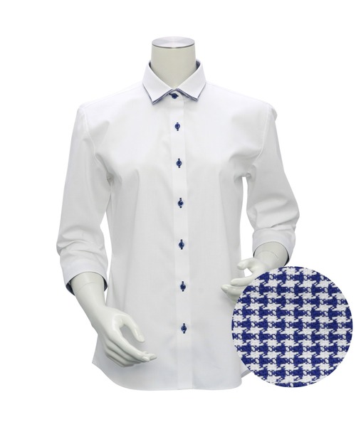 TOKYO SHIRTS(トウキョウシャツ)の「透け防止 形態安定ノーアイロン ワイド 7分袖ビジネスワイシャツ(ビジネスシャツ・レディース・ホワイト・LL/L/XL/M/S)」の4枚目の写真