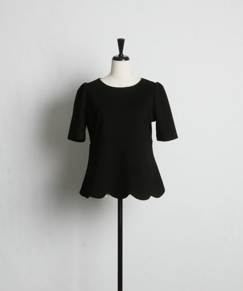 &. NOSTALGIA(アンドドットノスタルジア)の「【ZOZO限定】スカラップペプラムハーフスリーブトップス(Tシャツ/カットソー・レディース・ホワイト/ブラック・M)」の12枚目の写真