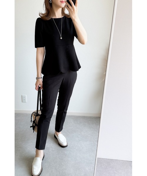 &. NOSTALGIA(アンドドットノスタルジア)の「【ZOZO限定】スカラップペプラムハーフスリーブトップス(Tシャツ/カットソー・レディース・ホワイト/ブラック・M)」の11枚目の写真