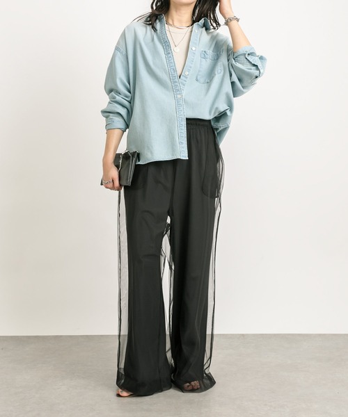 RIVE DROITE（リヴドロワ）の「チュールレイヤードパンツ（その他パンツ・レディース・ブラック/ベージュ・FREE）」の7枚目の写真