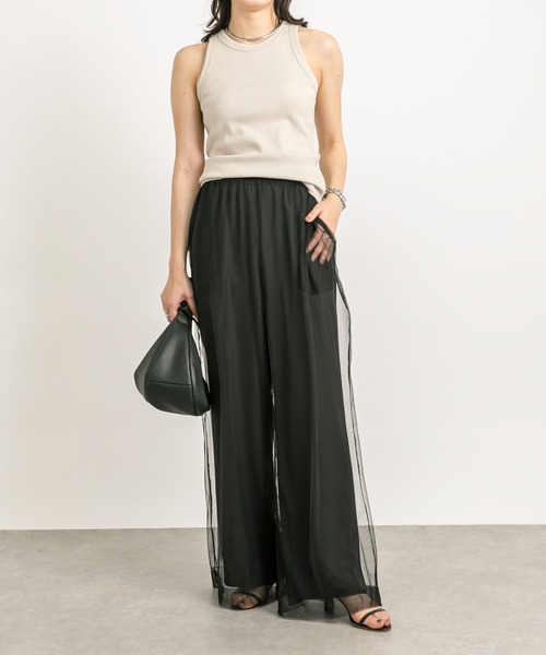 RIVE DROITE（リヴドロワ）の「チュールレイヤードパンツ（その他パンツ・レディース・ブラック/ベージュ・FREE）」の4枚目の写真