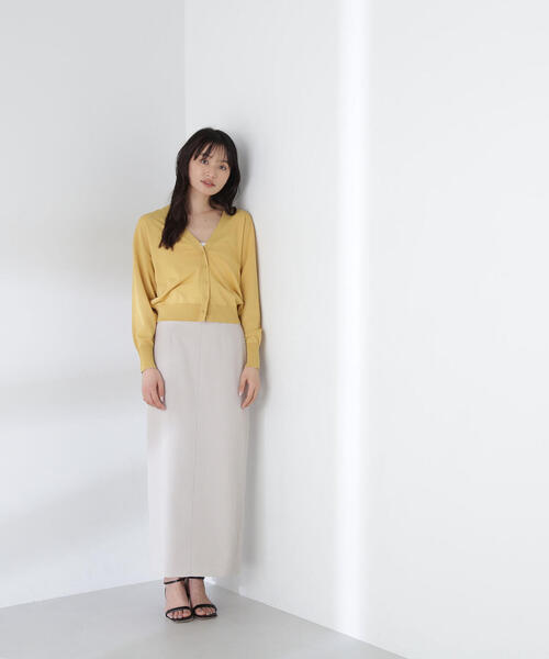 NATURAL BEAUTY BASIC（ナチュラルビューティーベーシック）の「◇レーヨンナイロンシリーズ Vネックボクシーカーディガン（カーディガン/ボレロ・レディース・ブラック/オフホワイト/イエロー/ピンク・FREE）」の13枚目の写真