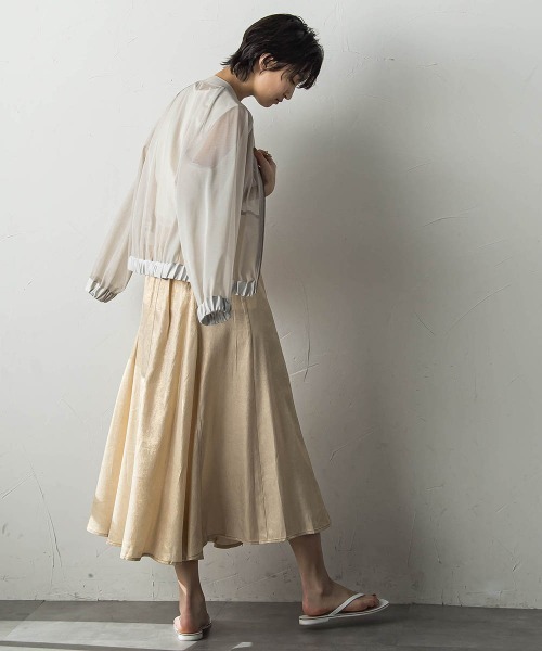 socolla（ソコラ）の「ラメステッチパネルフレアスカート≪手洗い可能≫（スカート・レディース・シルバー系その他/ゴールド系その他・M）」の7枚目の写真