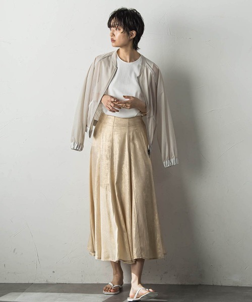 socolla（ソコラ）の「ラメステッチパネルフレアスカート≪手洗い可能≫（スカート・レディース・シルバー系その他/ゴールド系その他・M）」の9枚目の写真