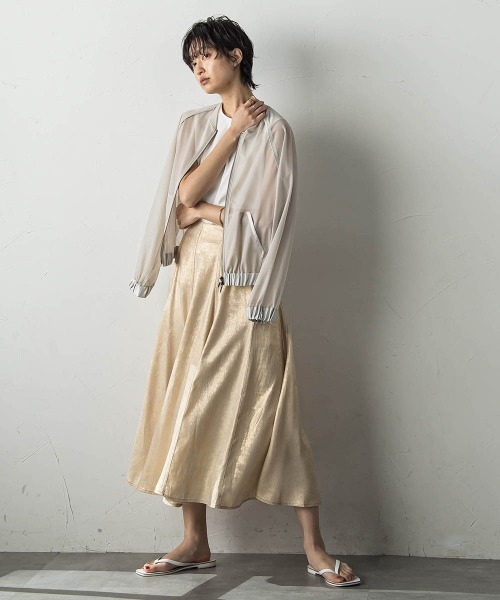 socolla（ソコラ）の「ラメステッチパネルフレアスカート≪手洗い可能≫（スカート・レディース・シルバー系その他/ゴールド系その他・M）」の10枚目の写真