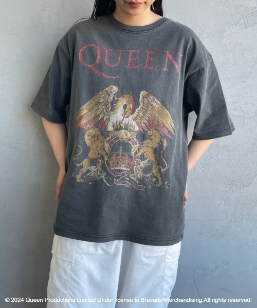 JEANS FACTORY （ジーンズファクトリー）の「[QUEEN/クイーン] QUEEN ロゴプリント ショートスリーブTシャツ（Tシャツ/カットソー・レディース・オフホワイト/ブラック・M/L/XL）」の15枚目の写真