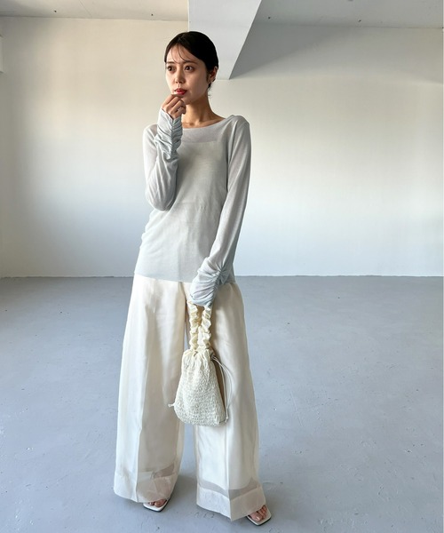 Olu.（オルドット）の「シアーワイドパンツ（その他パンツ・レディース・クリーム/ブラック/ベージュ・0/1）」の13枚目の写真