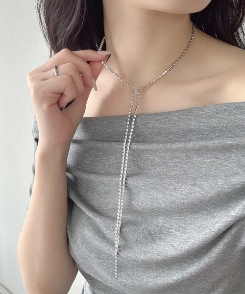 セール】ロングビジュークロスネックレス-long bijou cross