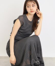 ◆透かし編みニットワンピース【抗ピル/洗濯機洗い可】