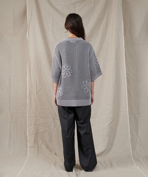 フラワーペーズリーメッシュシャツ ONCILY シャツ FLOWER CODE EMBROIDERY MESH SHIRT / フラワー