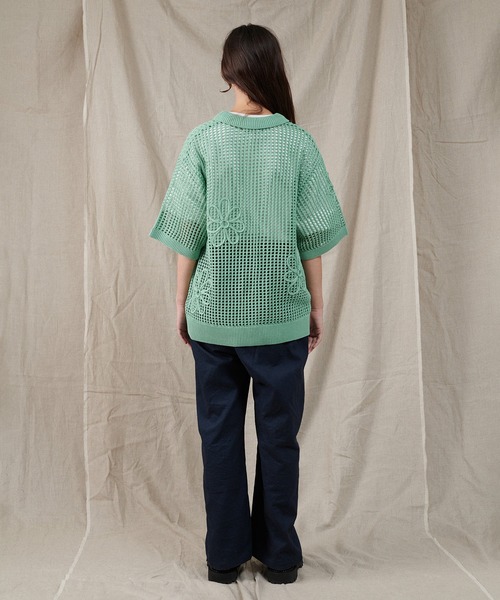 ONCILY（オンシェリー）の「FLOWER CODE EMBROIDERY MESH SHIRT