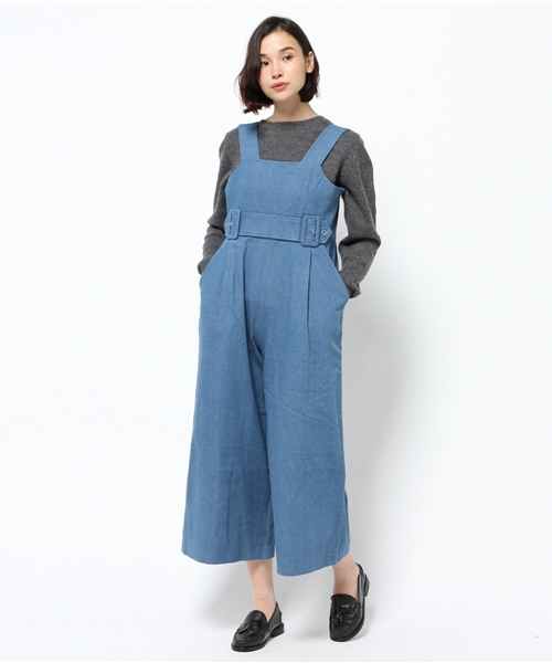 OUTLET（アウトレット）の「【mystic】太ベルトデニムサロペット（サロペット/オーバーオール・レディース・ネイビー/ブルー・FREE）」の2枚目の写真