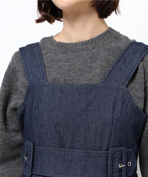 OUTLET（アウトレット）の「【mystic】太ベルトデニムサロペット（サロペット/オーバーオール・レディース・ネイビー/ブルー・FREE）」の6枚目の写真