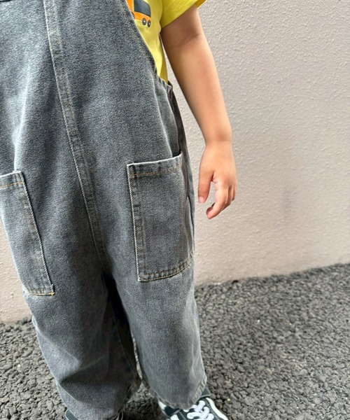 hymy-ヒュミュ- 】 ゆる デニム 2ポケット オーバーオール