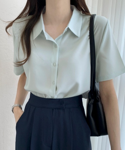 ECLIN（エクラン）の「半袖ルーズシャツブラウス（シャツ/ブラウス・レディース・ライトグリーン/ホワイト/ブルー/ネイビー/ベージュ/ピンク・L/FREE）」の22枚目の写真