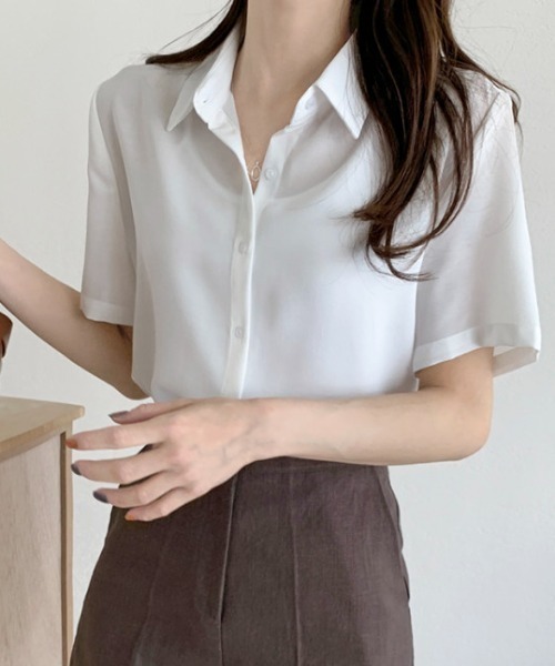 ECLIN（エクラン）の「半袖ルーズシャツブラウス（シャツ/ブラウス・レディース・ライトグリーン/ホワイト/ブルー/ネイビー/ベージュ/ピンク・L/FREE）」の20枚目の写真