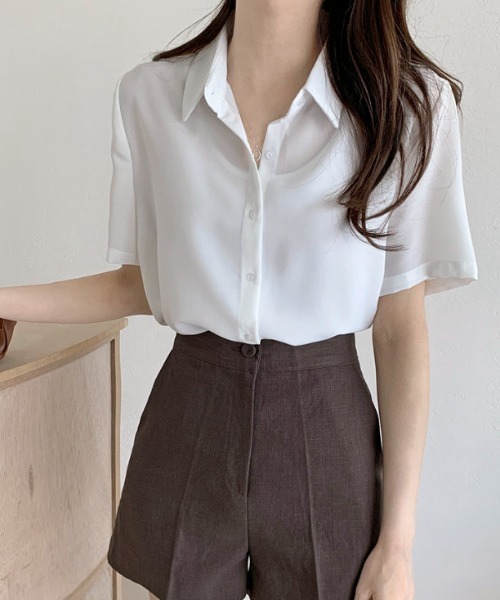 ECLIN（エクラン）の「半袖ルーズシャツブラウス（シャツ/ブラウス・レディース・ライトグリーン/ホワイト/ブルー/ネイビー/ベージュ/ピンク・L/FREE）」の19枚目の写真