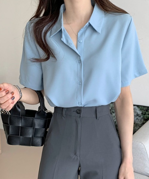 ECLIN（エクラン）の「半袖ルーズシャツブラウス（シャツ/ブラウス・レディース・ライトグリーン/ホワイト/ブルー/ネイビー/ベージュ/ピンク・L/FREE）」の16枚目の写真