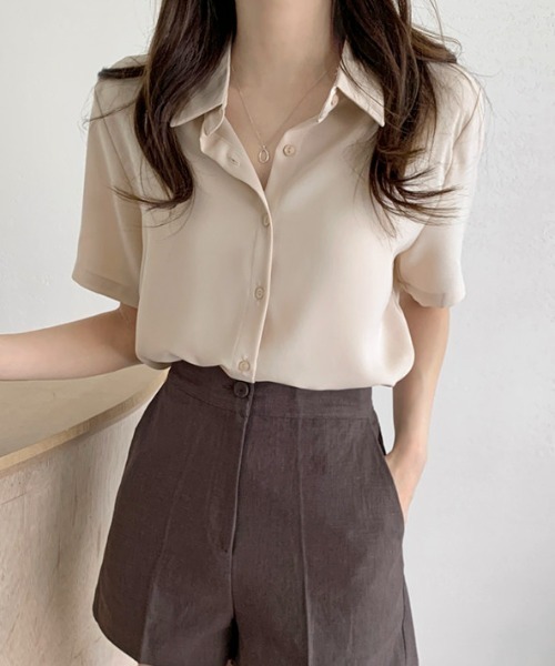 ECLIN（エクラン）の「半袖ルーズシャツブラウス（シャツ/ブラウス・レディース・ライトグリーン/ホワイト/ブルー/ネイビー/ベージュ/ピンク・L/FREE）」の14枚目の写真