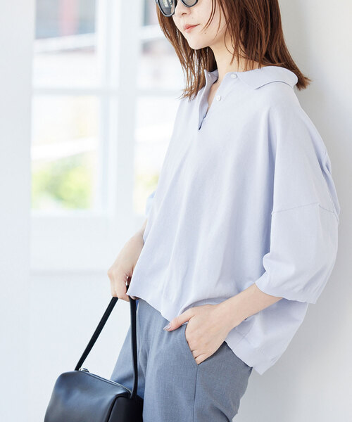 SLOBE IENA スローブイエナ ウォッシャブルニット ポロシャツ SLOBE IENA（スローブイエナ）の「ウォッシャブル ニット