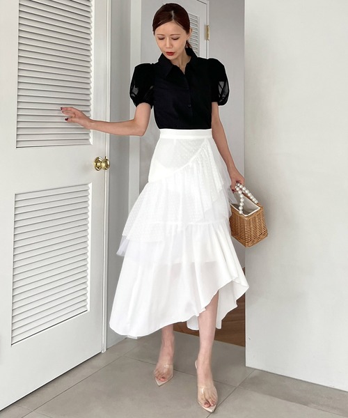 ROYAL PARTY（ロイヤルパーティー）の「パフスリチュールシャツブラウス（シャツ/ブラウス・レディース・グレー/オフホワイト/ブラック・FREE）」の11枚目の写真