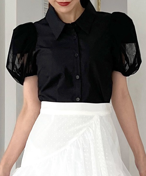 ROYAL PARTY（ロイヤルパーティー）の「パフスリチュールシャツブラウス（シャツ/ブラウス・レディース・グレー/オフホワイト/ブラック・FREE）」の10枚目の写真