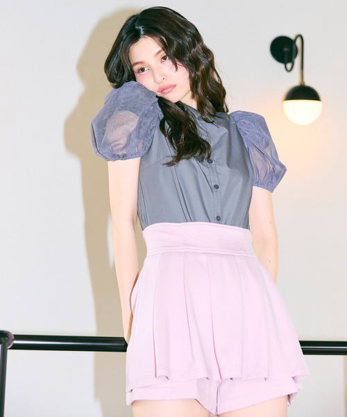 ROYAL PARTY（ロイヤルパーティー）の「パフスリチュールシャツブラウス（シャツ/ブラウス・レディース・グレー/オフホワイト/ブラック・FREE）」の12枚目の写真