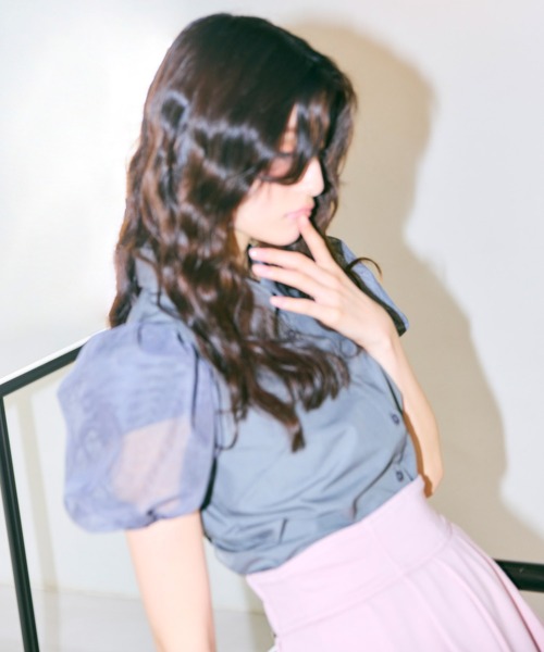 ROYAL PARTY（ロイヤルパーティー）の「パフスリチュールシャツブラウス（シャツ/ブラウス・レディース・グレー/オフホワイト/ブラック・FREE）」の14枚目の写真