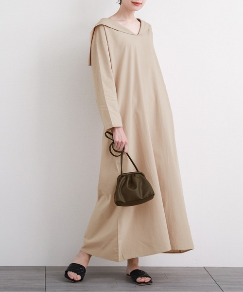 La-gemme（ラジェム）の「セーラーカラーワンピース（ワンピース・レディース・ホワイト系その他/ベージュ系その他/ベージュ/サックスブルー/ホワイト・C/M/L）」の4枚目の写真